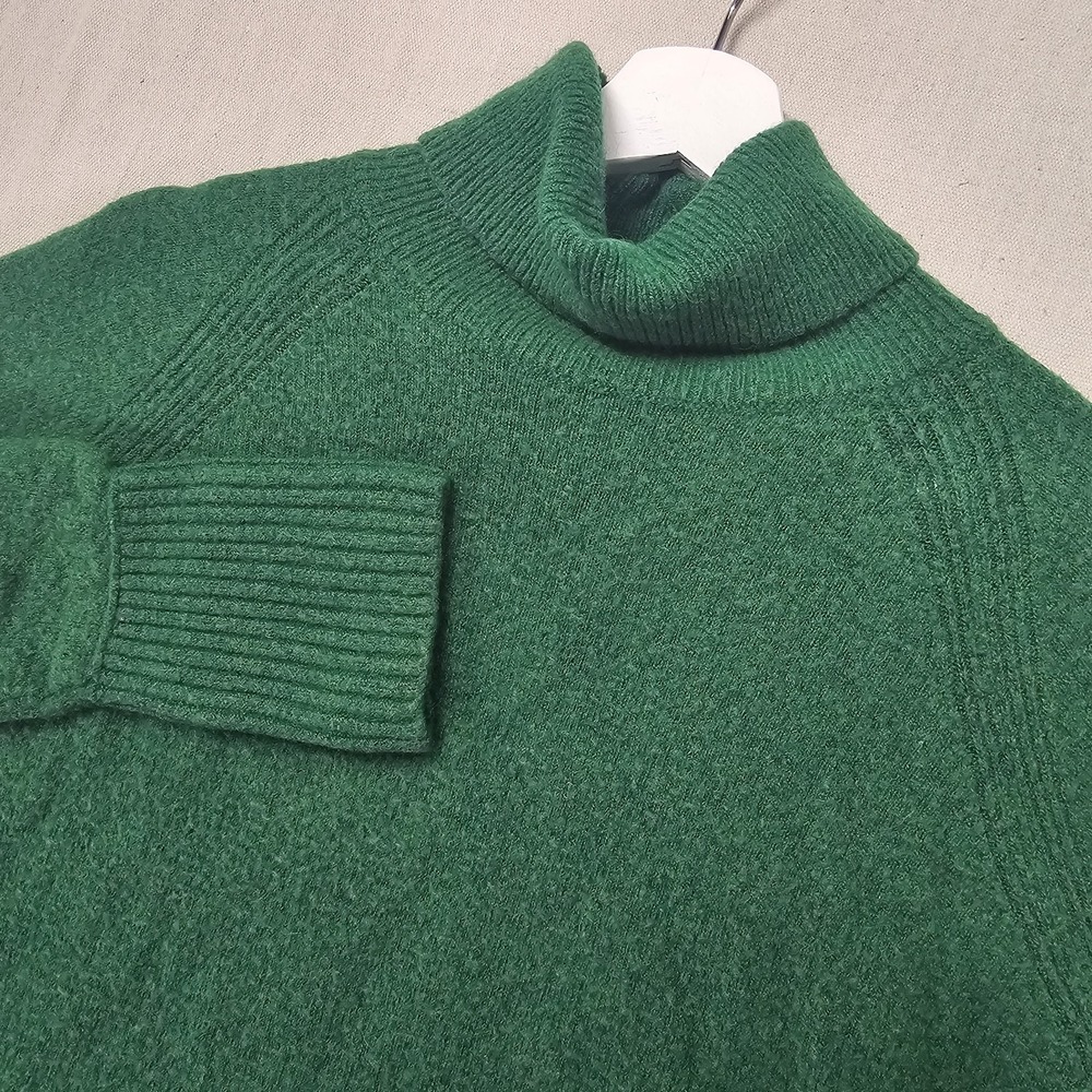 J.Crew Womens Large Green Merino Alpaca Wool Blend Turtleneck Sweater H4131‎